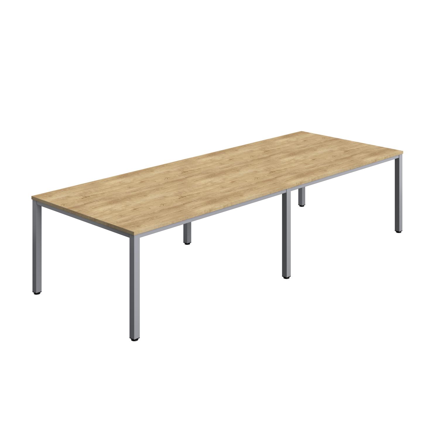 Fraction Infinity Rectangular Meeting Table  3200 X 1200 Natural Nebraska Oak/Silver