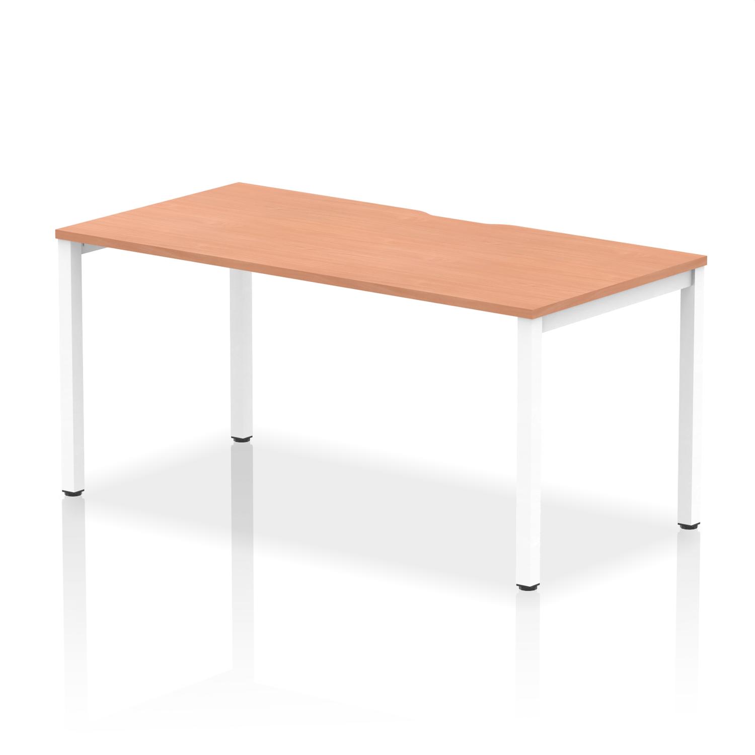 Evolve Plus 1600mm Single Starter Office Bench Desk Beech Top White Frame