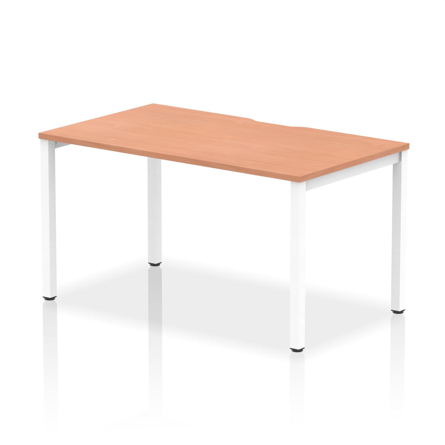 Evolve Plus 1400mm Single Starter Office Bench Desk Beech Top White Frame