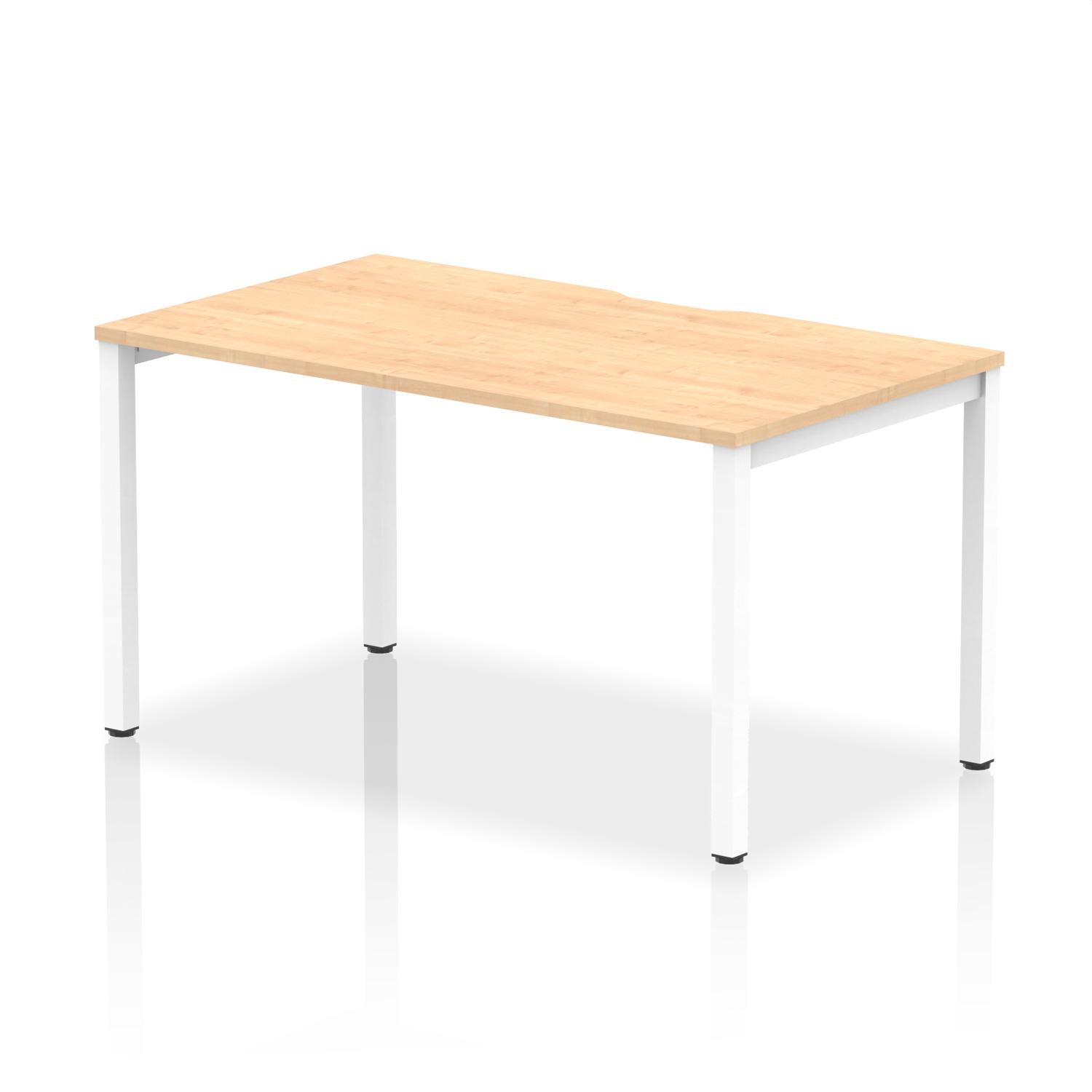Evolve Plus 1400mm Single Starter Office Bench Desk Maple Top White Frame
