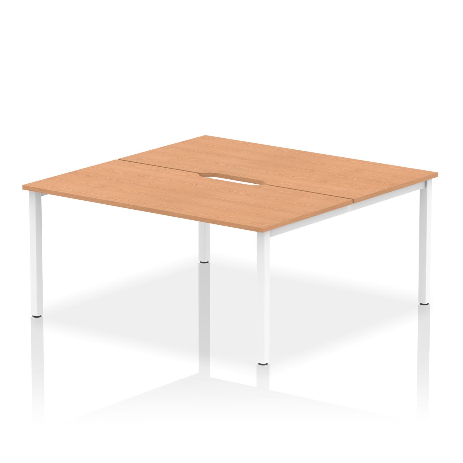 Evolve Plus 1600mm B2B 2 Person Office Bench Desk Oak Top White Frame