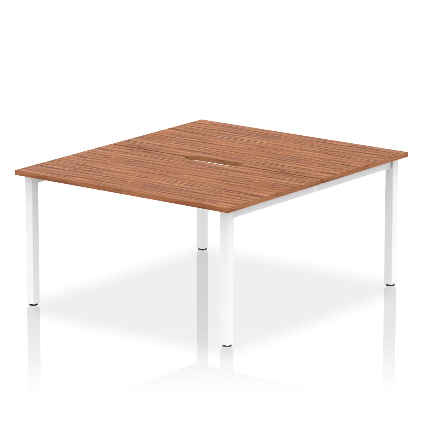 Evolve Plus 1400mm B2B 2 Person Office Bench Desk Walnut Top White Frame
