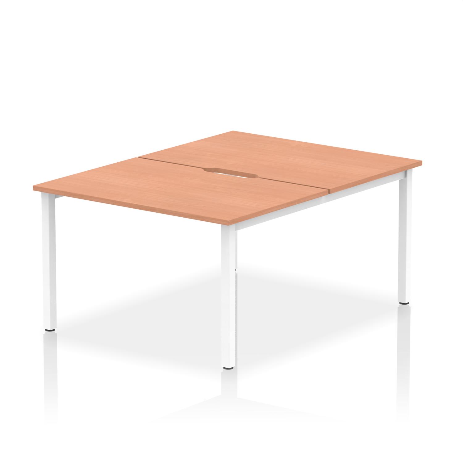 Evolve Plus 1200mm B2B 2 Person Office Bench Desk Beech Top White Frame