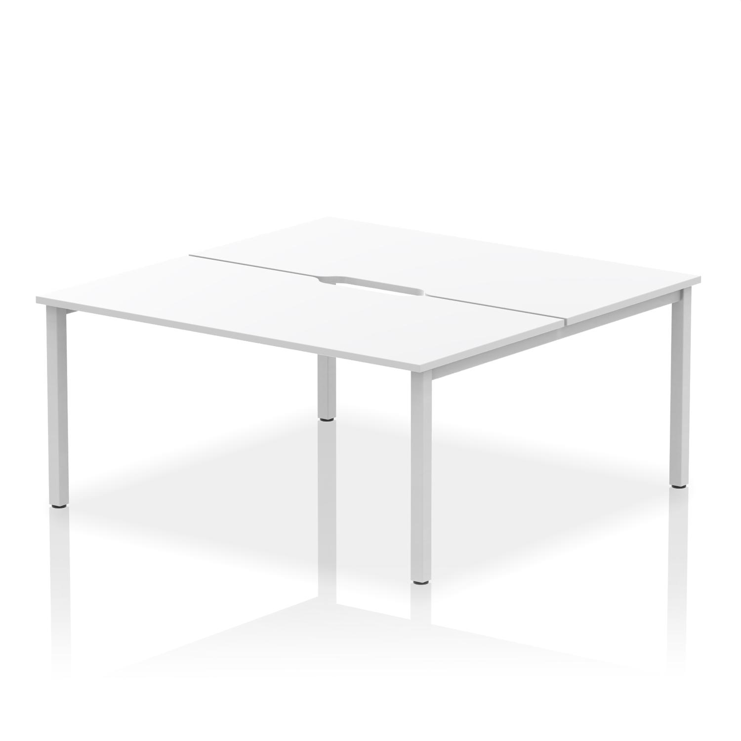 Evolve Plus 1600mm B2B 2 Person Office Bench Desk White Top Silver Frame Evolve Plus 1600mm B2B 2 Person Office Bench Desk White Top Silver Frame
