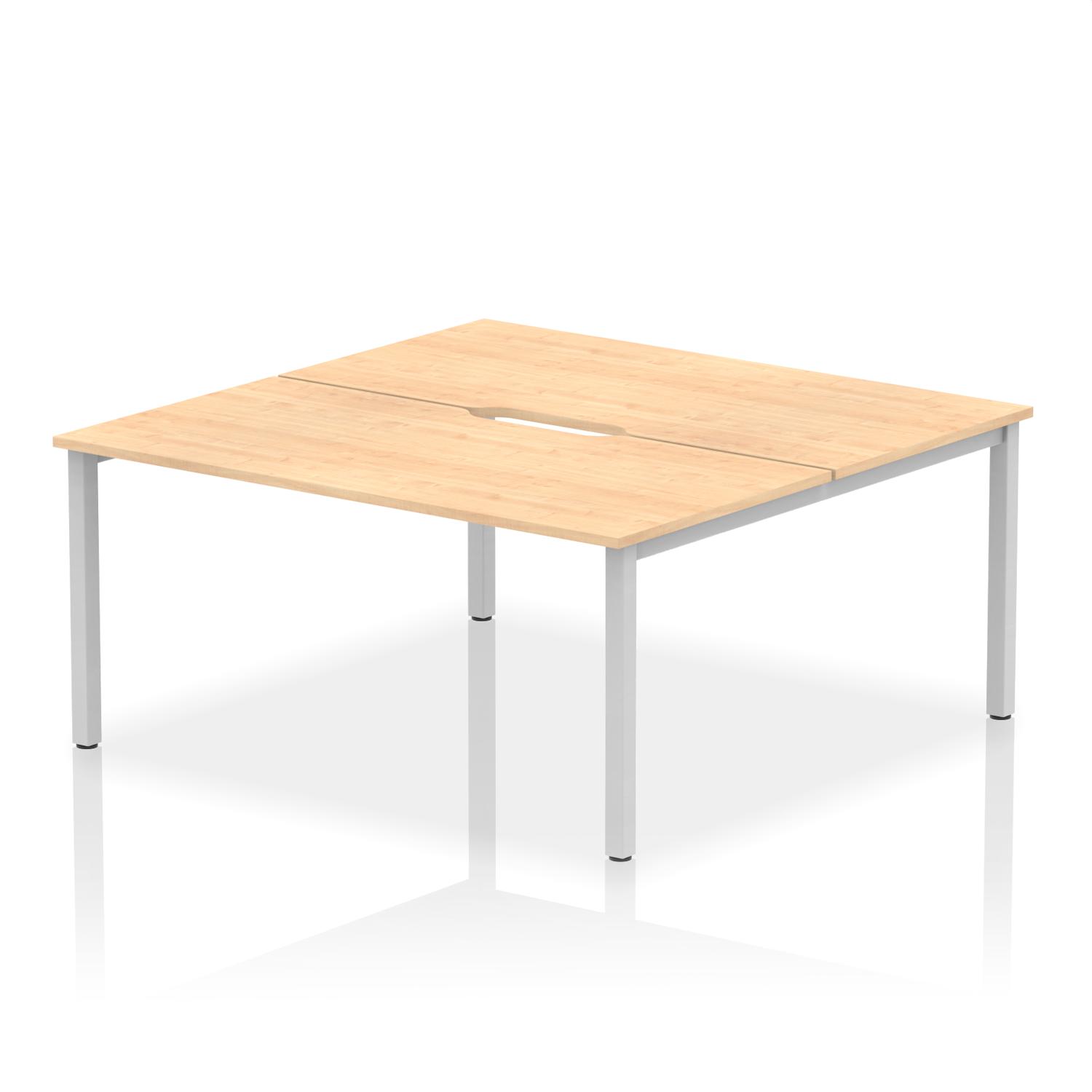 Evolve Plus 1600mm B2B 2 Person Office Bench Desk Maple Top Silver Frame