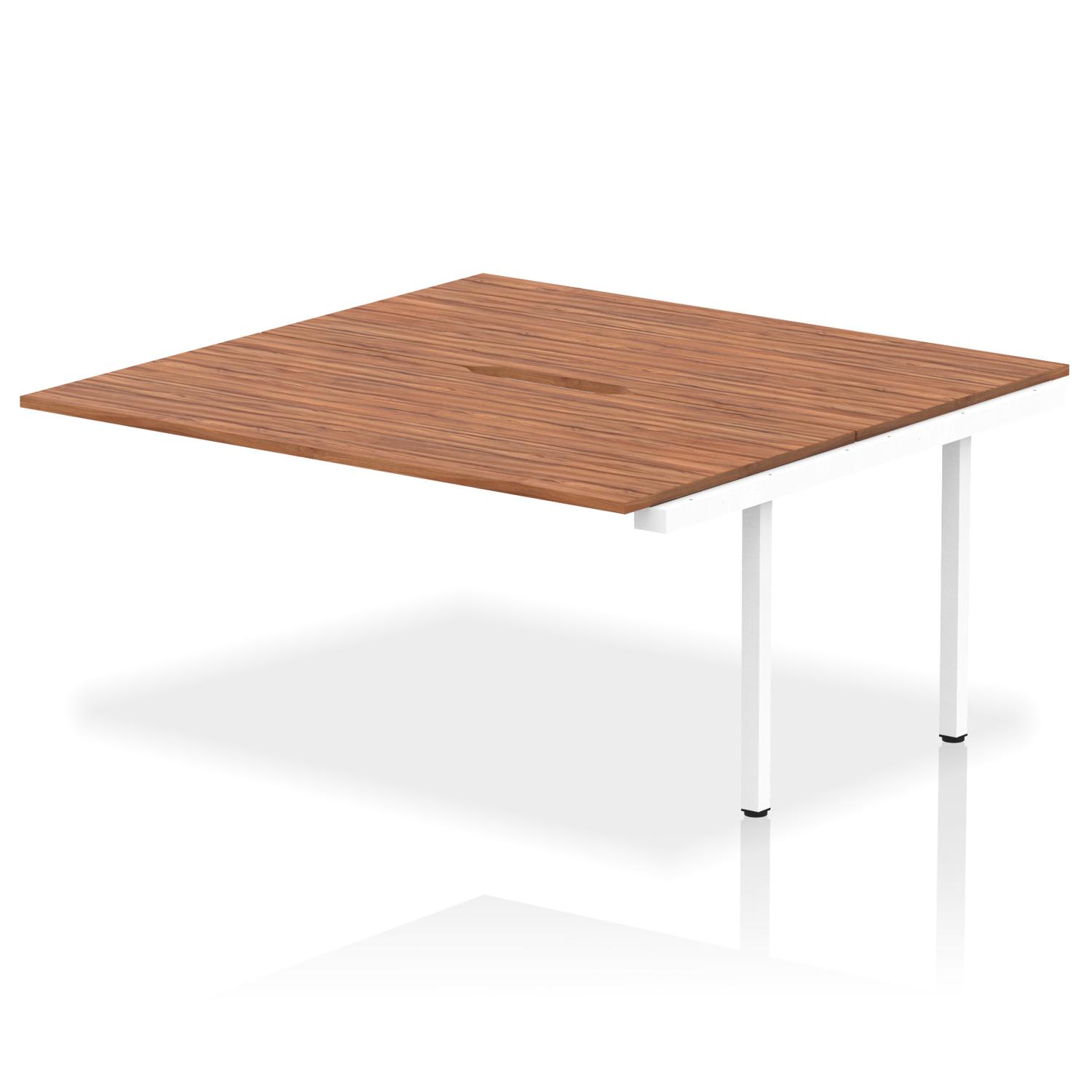 Evolve Plus 1600mm B2B Office Bench Desk Ext Kit Walnut Top White Frame Evolve Plus 1600mm B2B Office Bench Desk Ext Kit Walnut Top White Frame