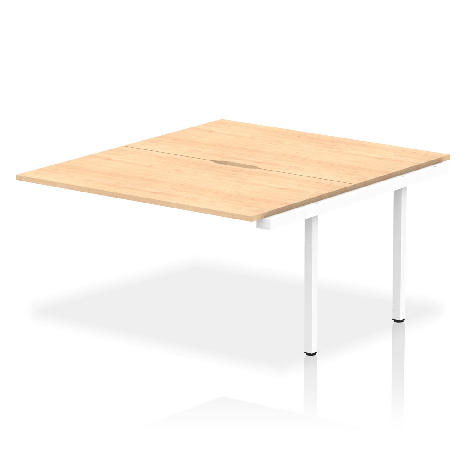 Evolve Plus 1400mm B2B Office Bench Desk Ext Kit Maple Top White Frame