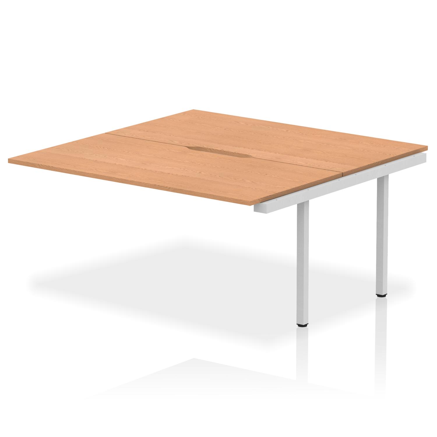 Evolve Plus 1600mm B2B Office Bench Desk Ext Kit Oak Top Silver Frame