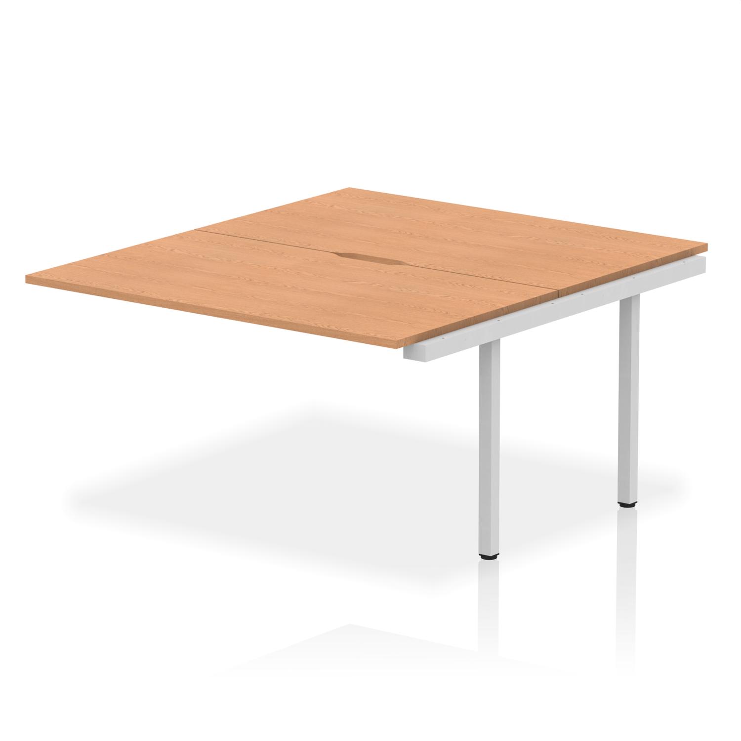 Evolve Plus 1400mm B2B Office Bench Desk Ext Kit Oak Top Silver Frame
