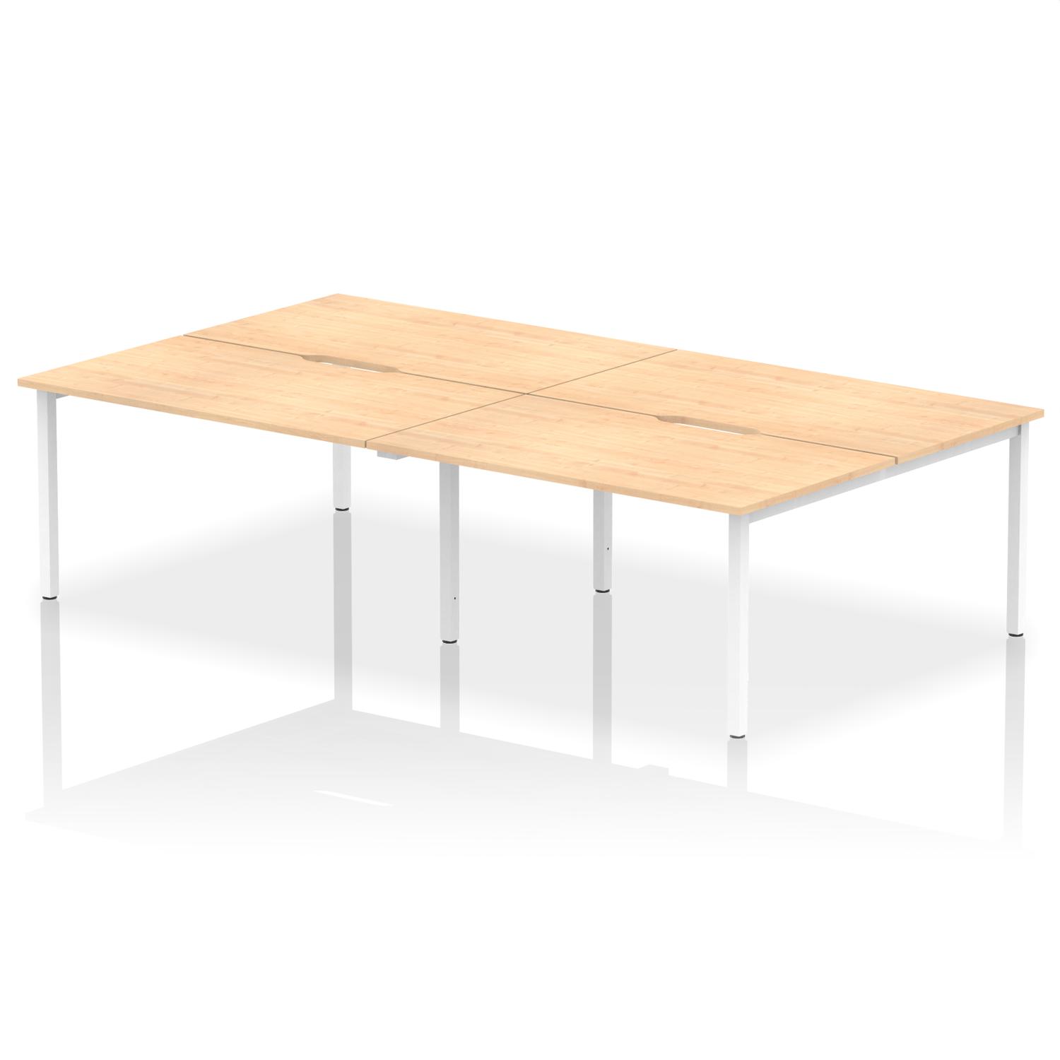 Evolve Plus 1400mm B2B 4 Person Office Bench Desk Maple Top White Frame
