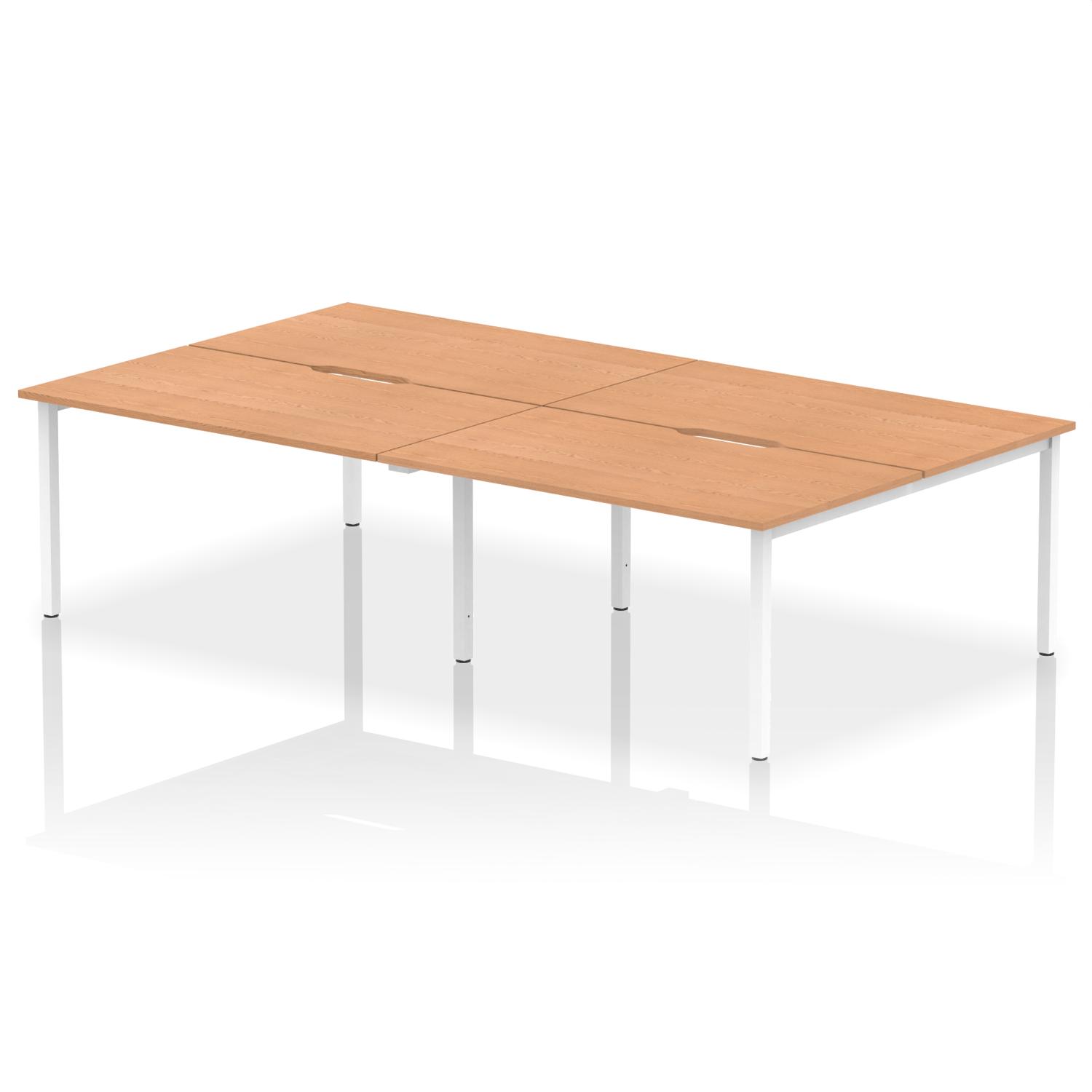 Evolve Plus 1400mm B2B 4 Person Office Bench Desk Oak Top White Frame