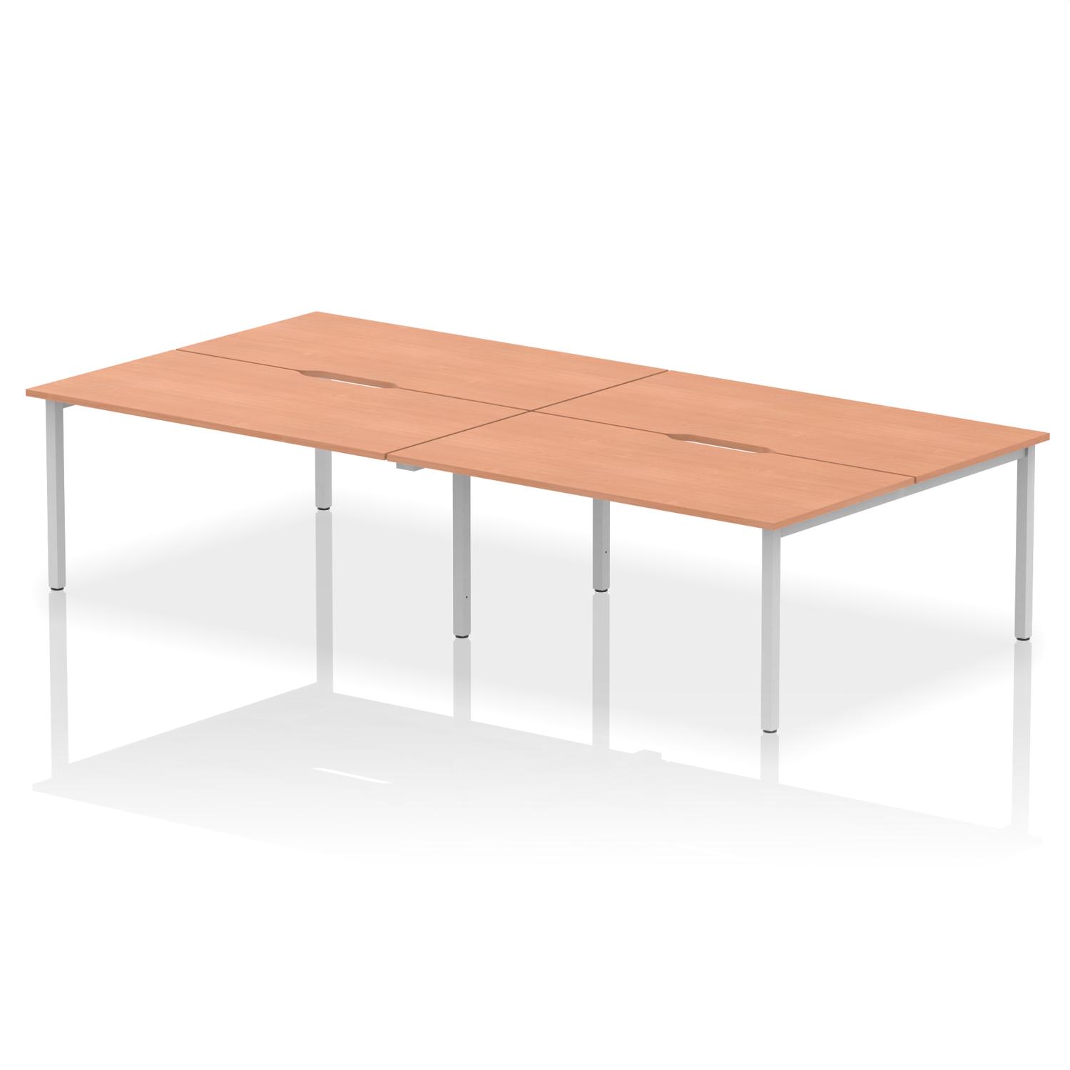 Evolve Plus 1600mm B2B 4 Person Office Bench Desk Beech Top Silver Frame