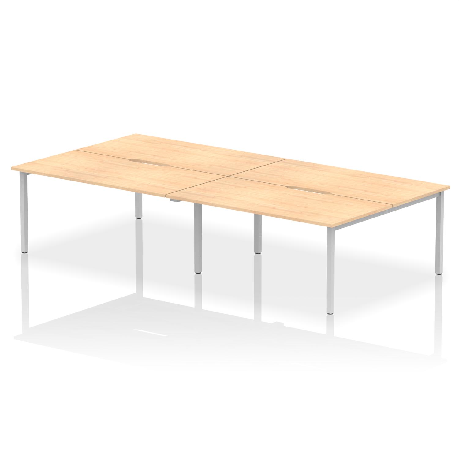Evolve Plus 1600mm B2B 4 Person Office Bench Desk Maple Top Silver Frame