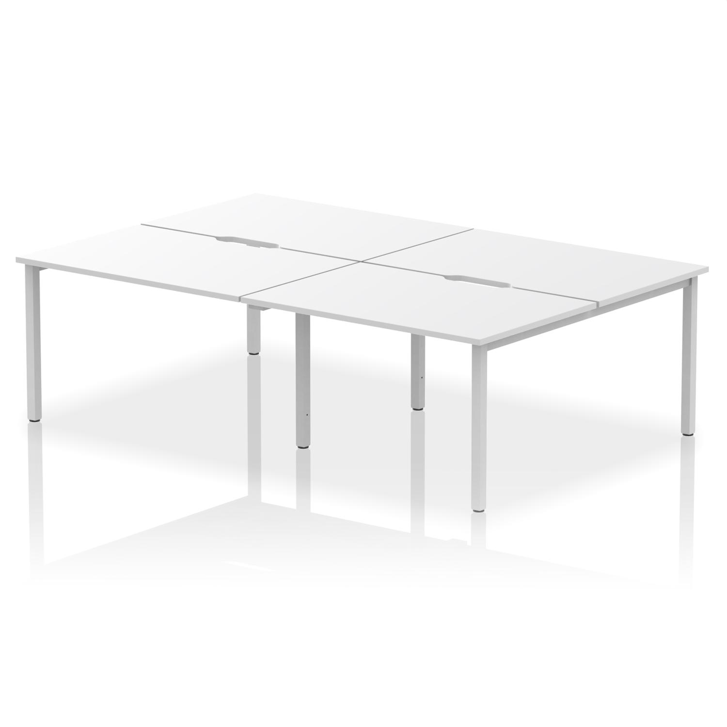 Evolve Plus 1200mm B2B 4 Person Office Bench Desk White Top Silver Frame