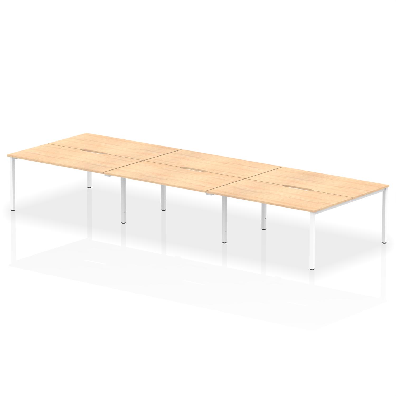 Evolve Plus 1600mm B2B 6 Person Office Bench Desk Maple Top White Frame