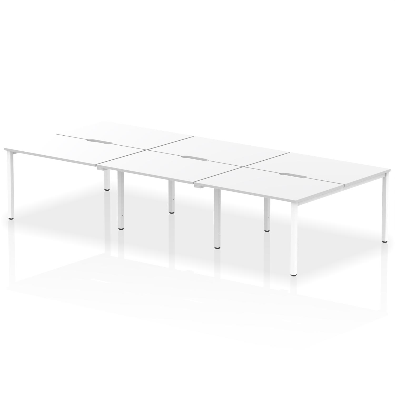 Evolve Plus 1200mm B2B 6 Person Office Bench Desk White Top White Frame