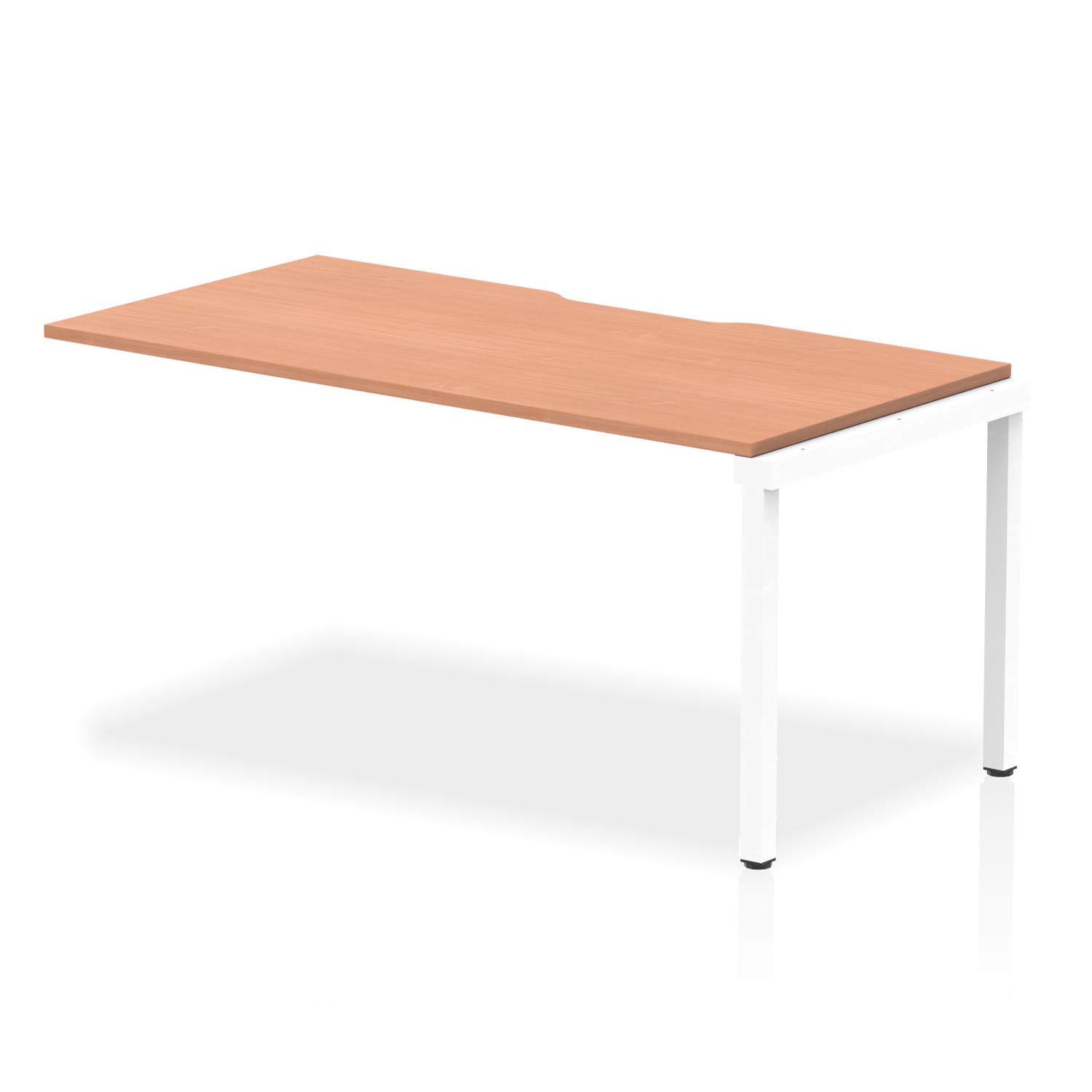 Evolve Plus 1600mm Single Row Office Bench Desk Ext Kit Beech Top White Frame Evolve Plus 1600mm Single Row Office Bench Desk Ext Kit Beech Top White Frame