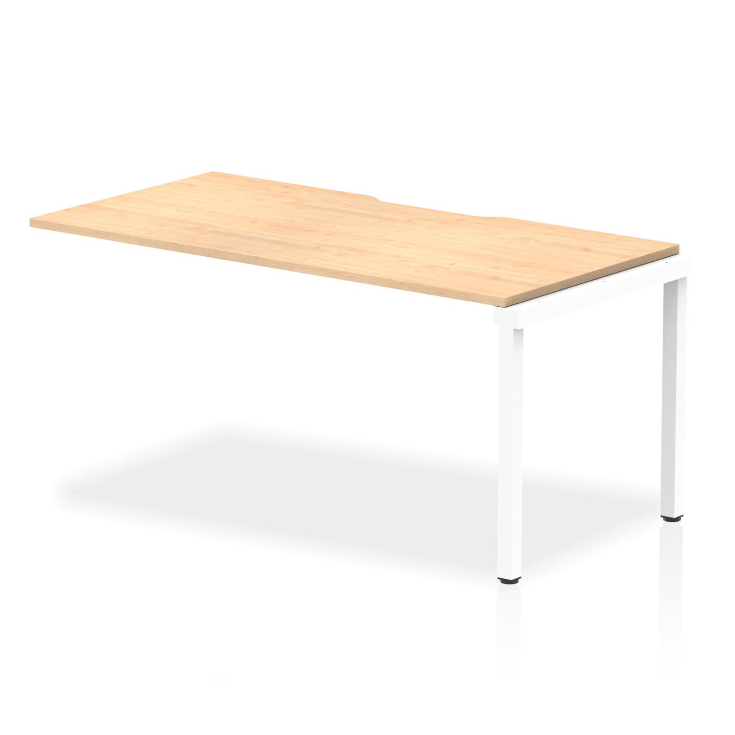 Evolve Plus 1600mm Single Row Office Bench Desk Ext Kit Maple Top White Frame