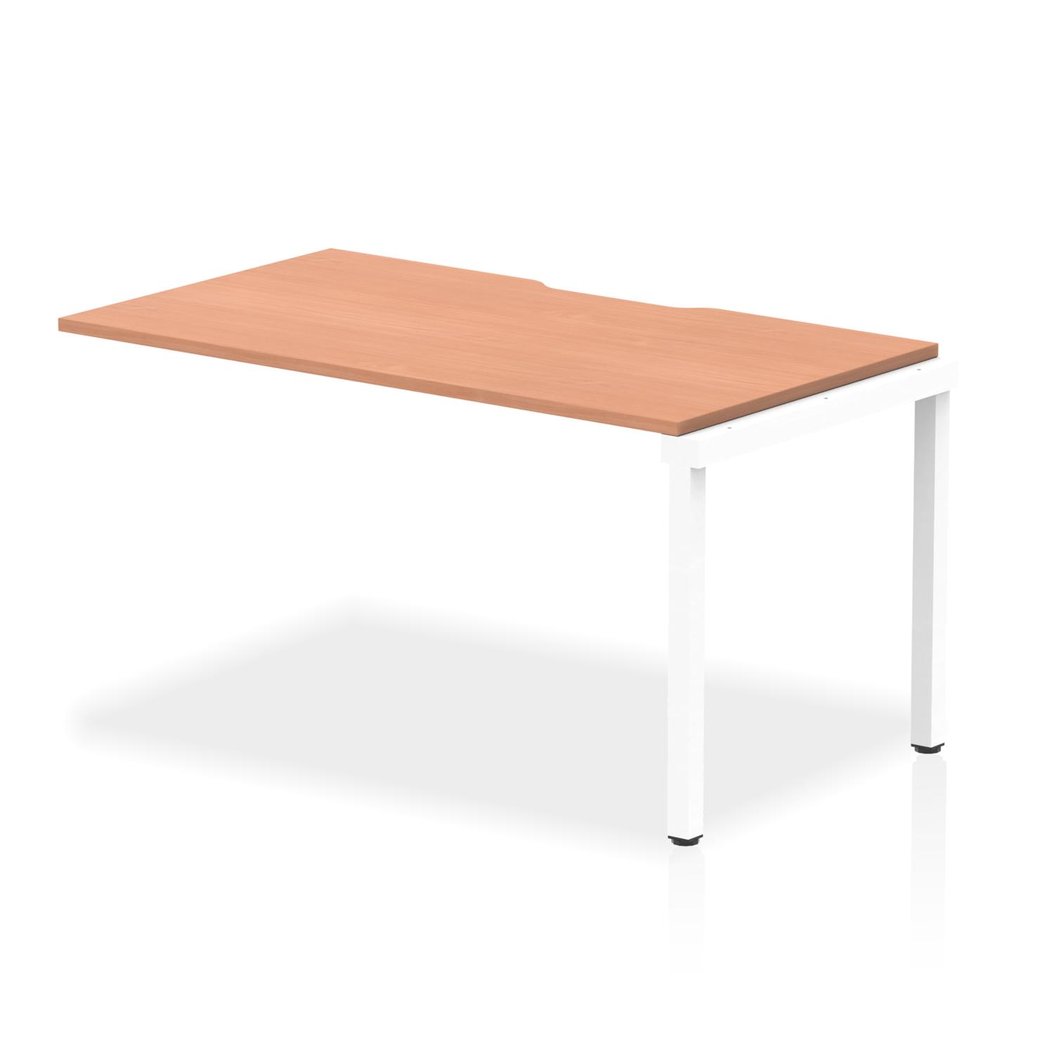 Evolve Plus 1400mm Single Row Office Bench Desk Ext Kit Beech Top White Frame