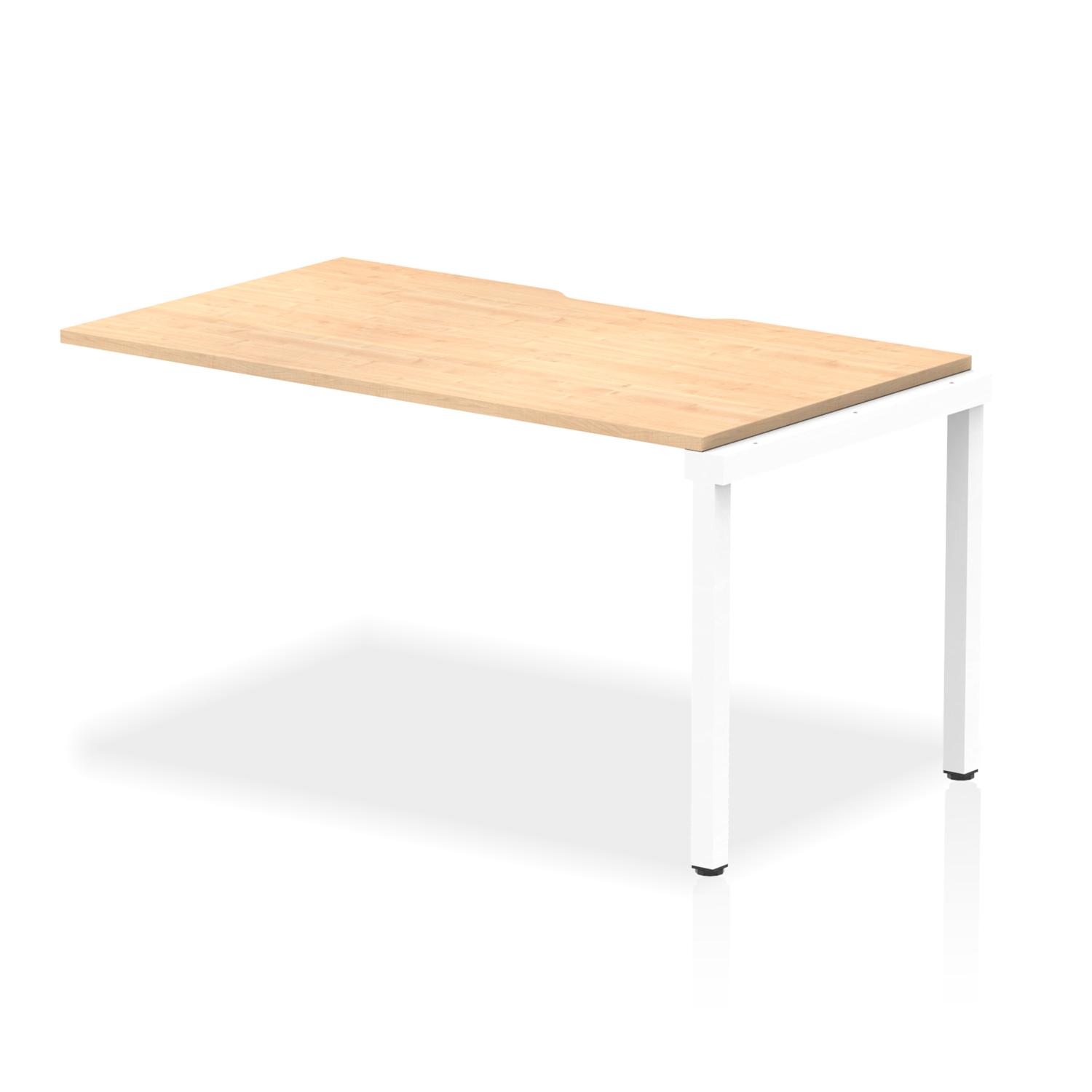 Evolve Plus 1400mm Single Row Office Bench Desk Ext Kit Maple Top White Frame