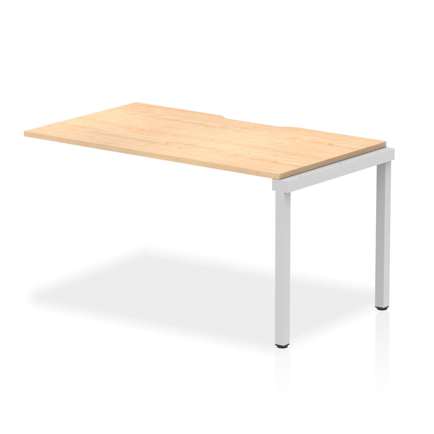 Evolve Plus 1400mm Single Row Office Bench Desk Ext Kit Maple Top Silver Frame