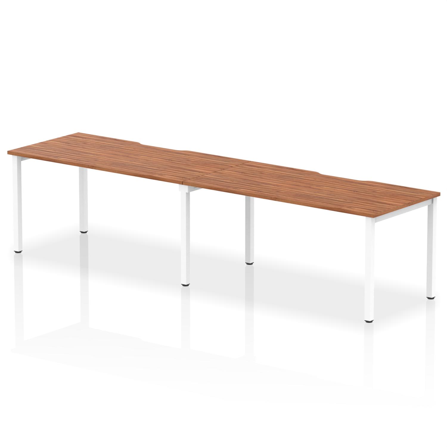 Evolve Plus 1600mm Single Row 2 Person Office Bench Desk Walnut Top White Frame