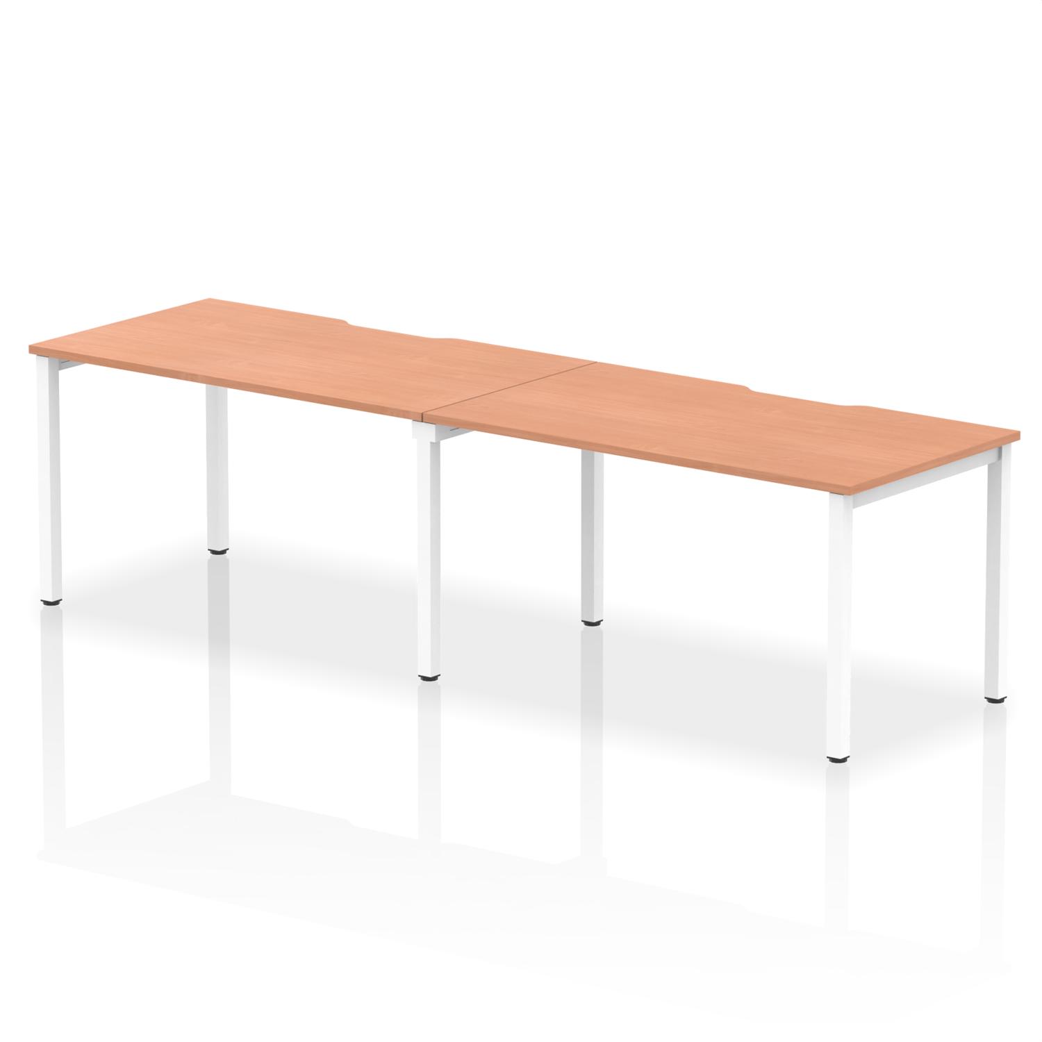 Evolve Plus 1400mm Single Row 2 Person Office Bench Desk Beech Top White Frame