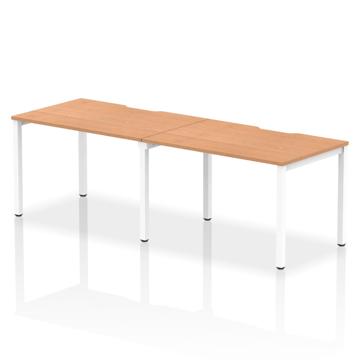 Evolve Plus 1200mm Single Row 2 Person Office Bench Desk Oak Top White Frame
