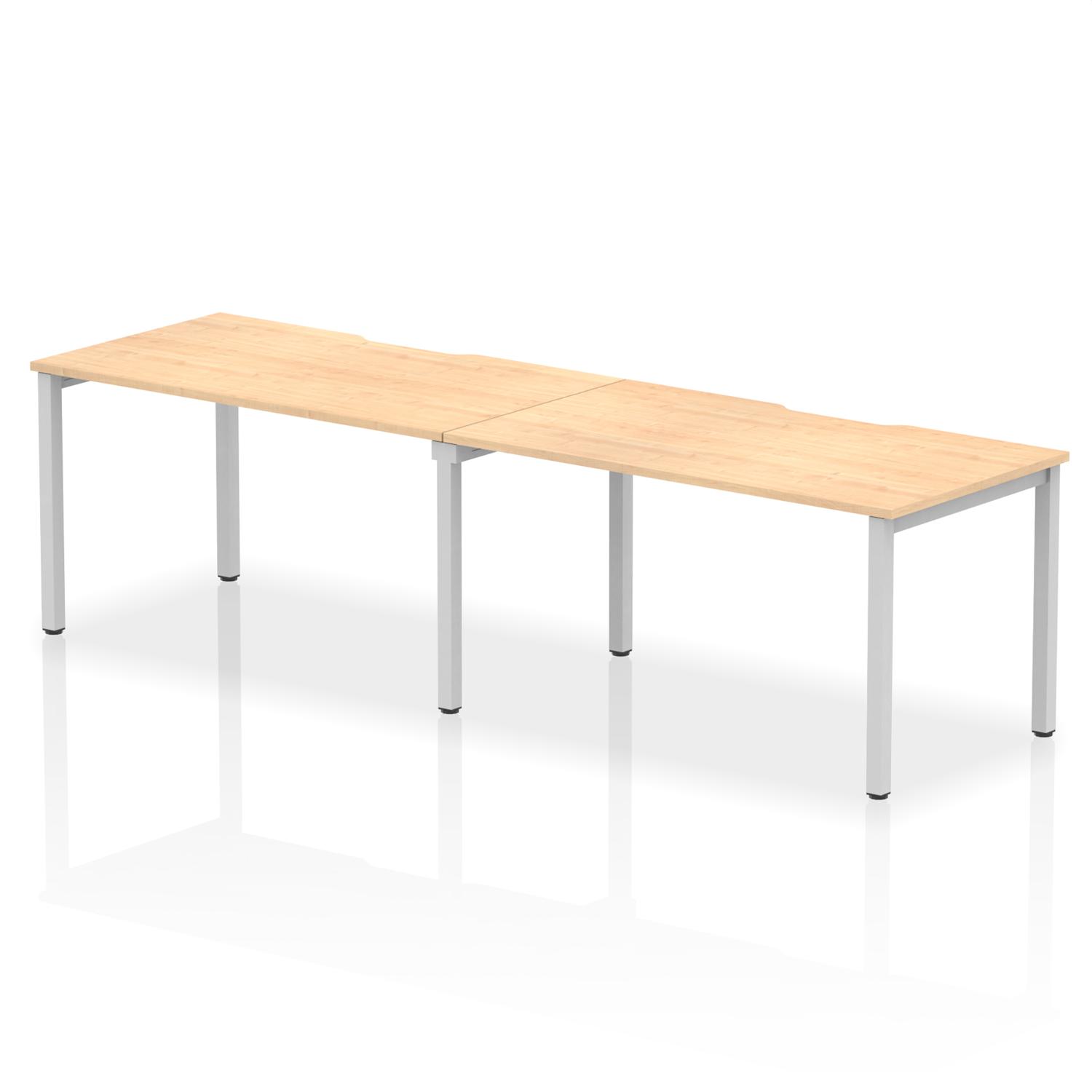 Evolve Plus 1400mm Single Row 2 Person Office Bench Desk Maple Top Silver Frame