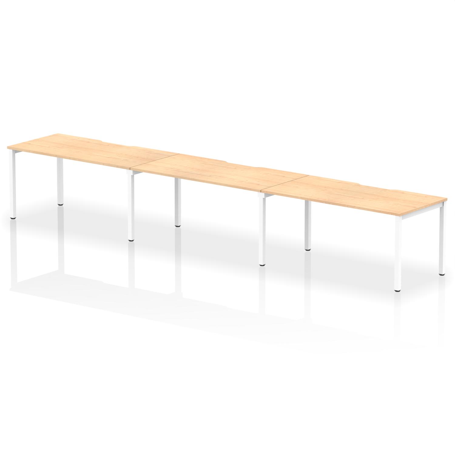 Evolve Plus 1600mm Single Row 3 Person Office Bench Desk Maple Top White Frame