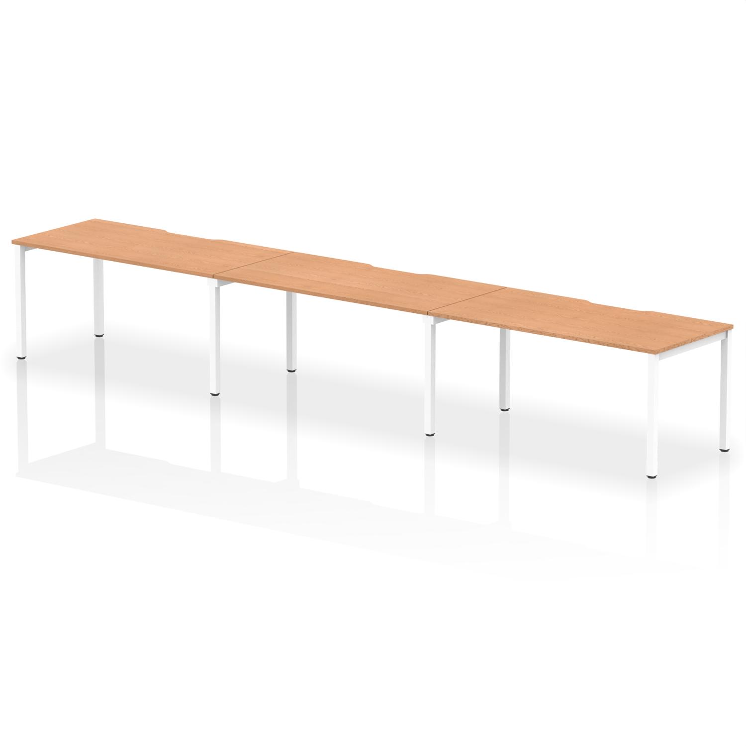 Evolve Plus 1600mm Single Row 3 Person Office Bench Desk Oak Top White Frame
