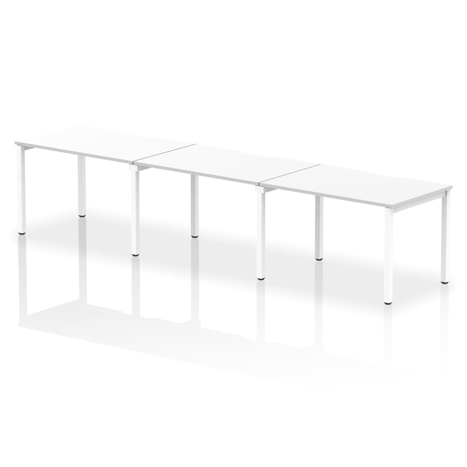 Evolve Plus 1200mm Single Row 3 Person Office Bench Desk White Top White Frame