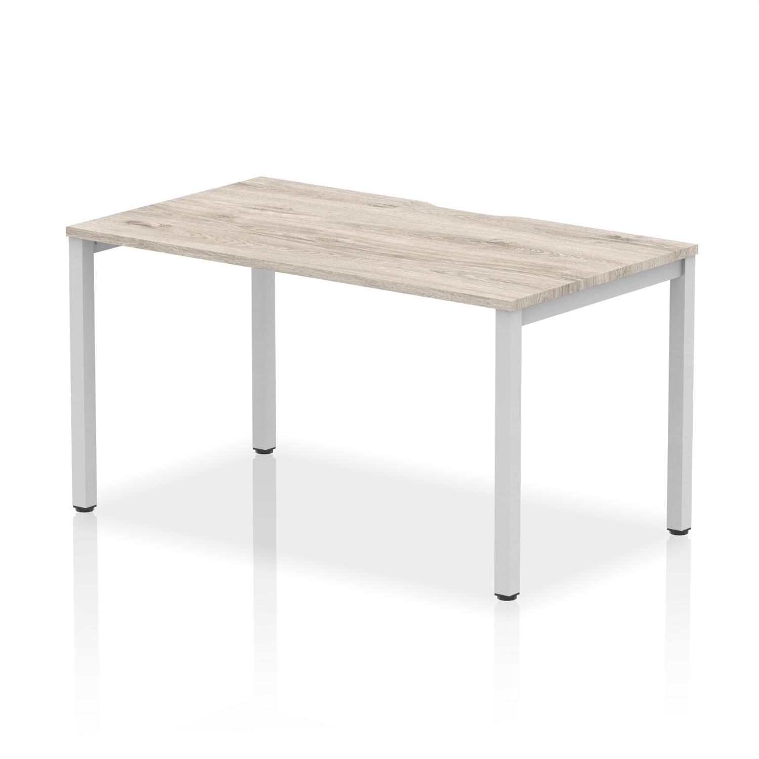 Evolve Plus 1400mm Single Starter Office Bench Desk Grey Oak Top Silver Frame