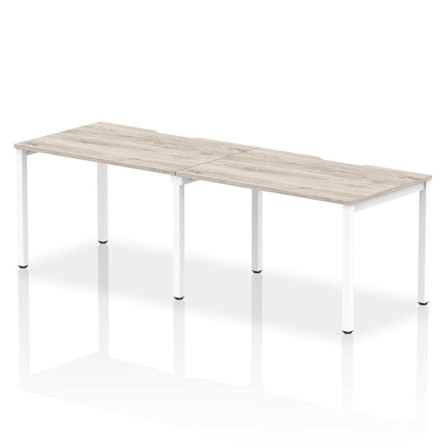 Evolve Plus 1200mm Single Row 2 Person Office Bench Desk Grey Oak Top White Frame
