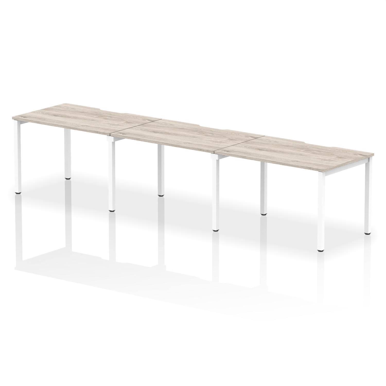 Evolve Plus 1200mm Single Row 3 Person Office Bench Desk Grey Oak Top White Frame