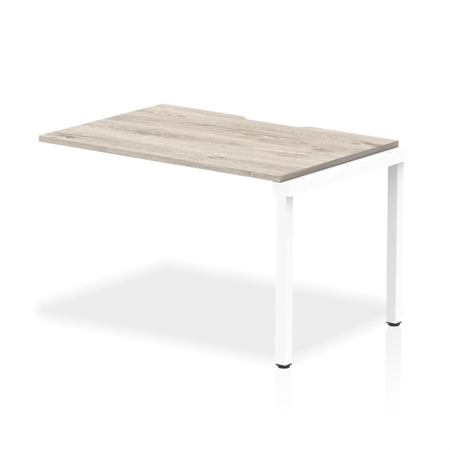 Evolve Plus 1200mm Single Row Office Bench Desk Ext Kit Grey Oak Top White Frame Evolve Plus 1200mm Single Row Office Bench Desk Ext Kit Grey Oak Top White Frame