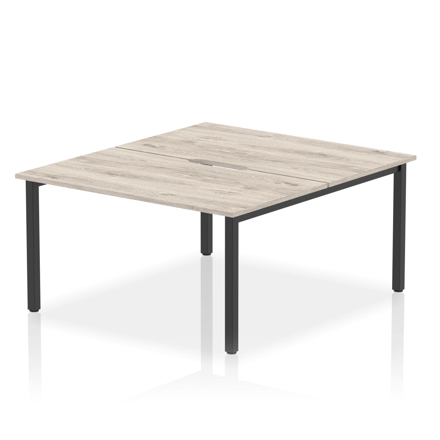 Evolve Plus 1400mm B2B 2 Person Office Bench Desk Grey Oak Top Black Frame Evolve Plus 1400mm B2B 2 Person Office Bench Desk Grey Oak Top Black Frame