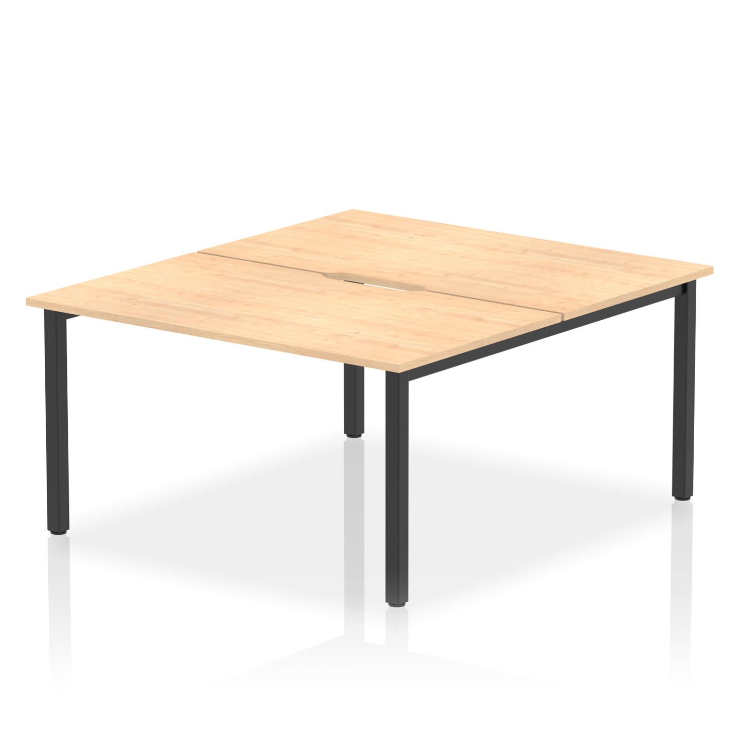 Evolve Plus 1400mm B2B 2 Person Office Bench Desk Maple Top Black Frame