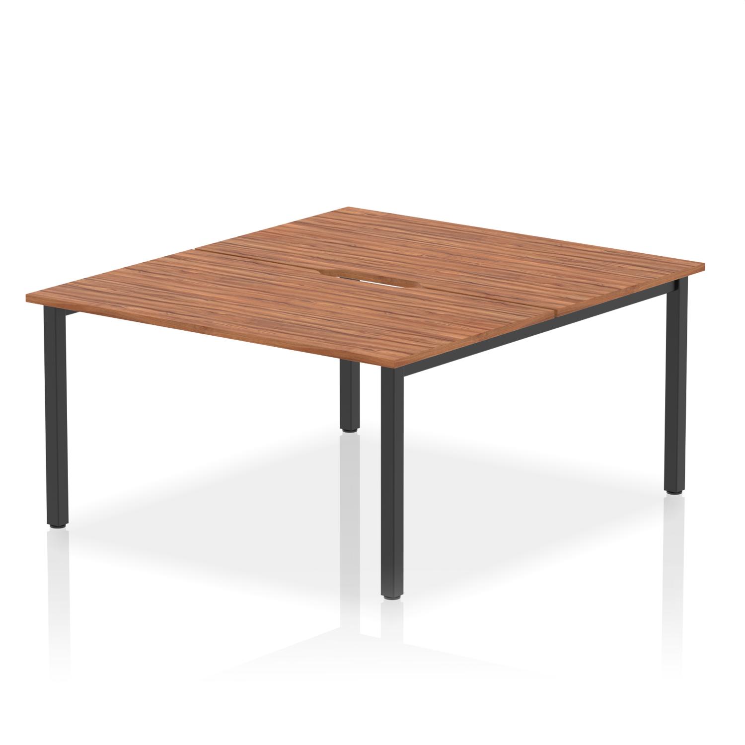 Evolve Plus 1400mm B2B 2 Person Office Bench Desk Walnut Top Black Frame