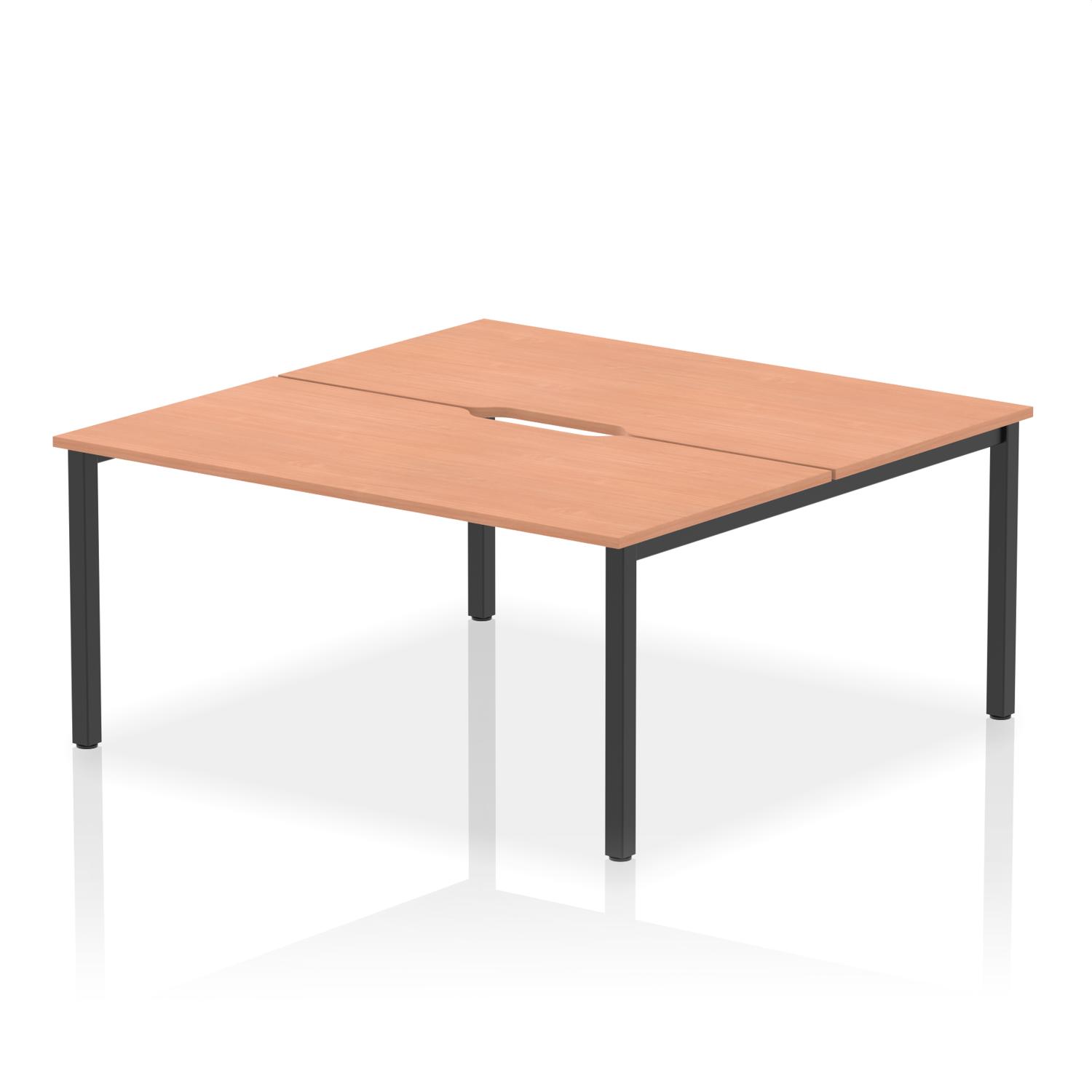 Evolve Plus 1600mm B2B 2 Person Office Bench Desk Beech Top Black Frame