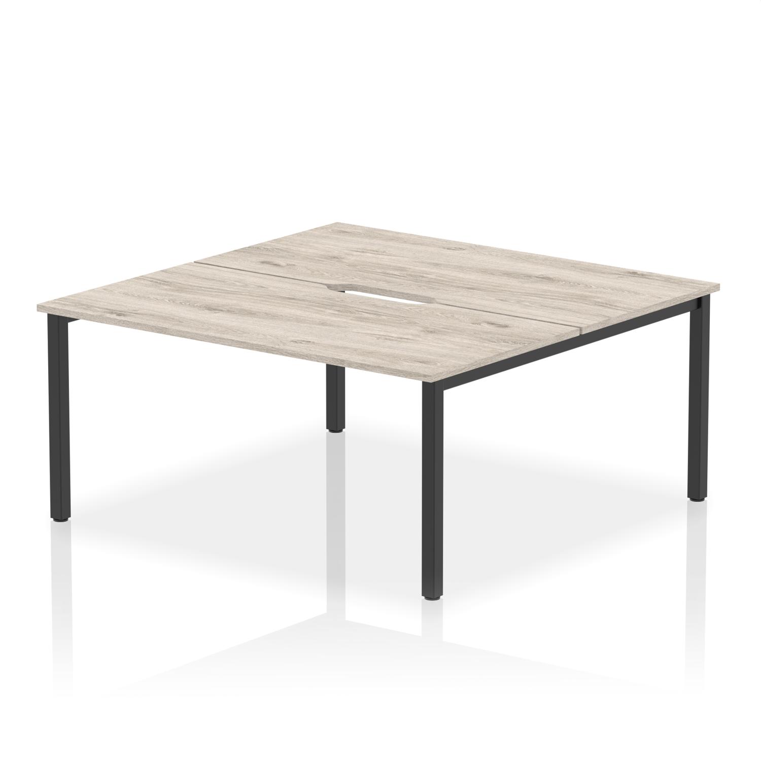 Evolve Plus 1600mm B2B 2 Person Office Bench Desk Grey Oak Top Black Frame