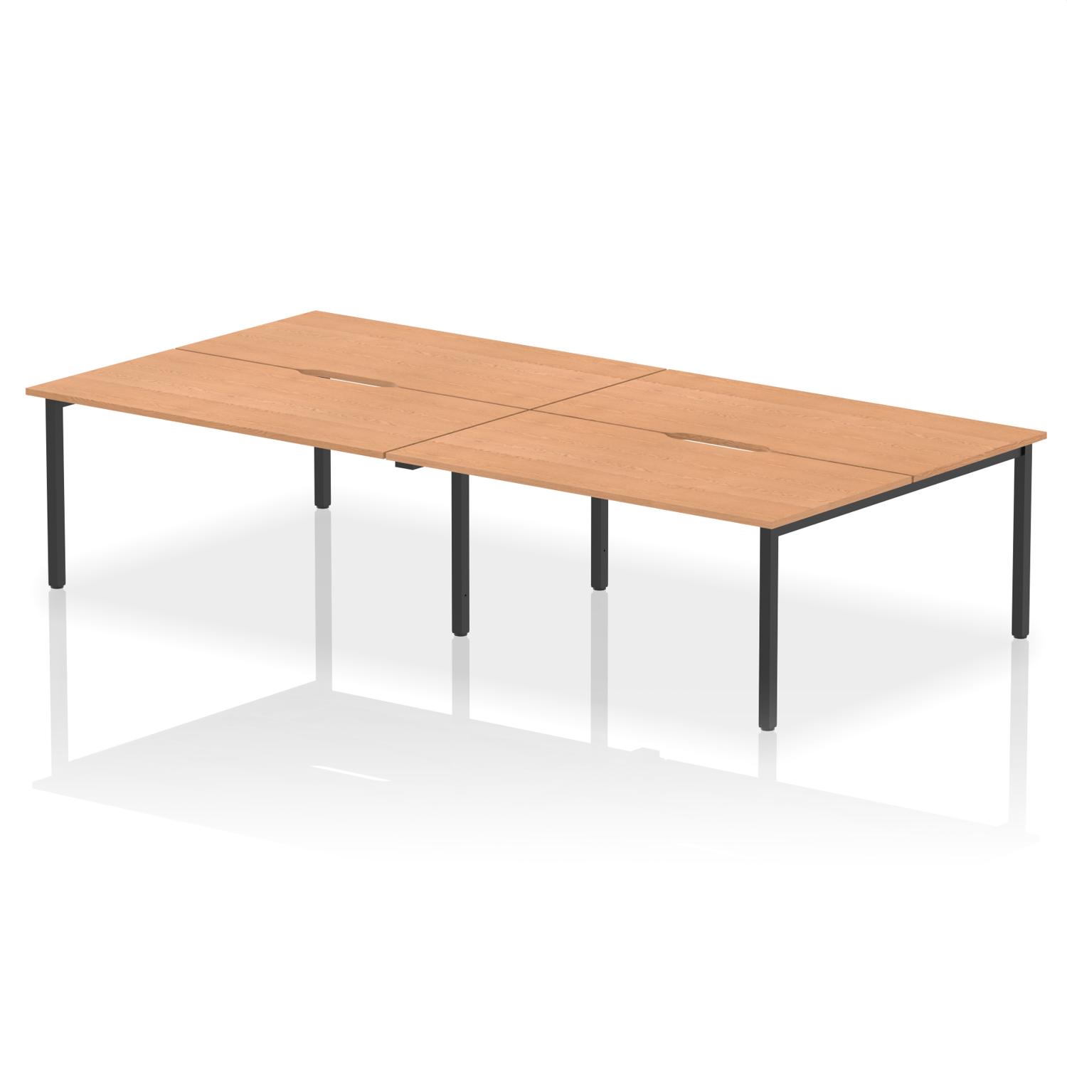 Evolve Plus 1600mm B2B 4 Person Office Bench Desk Oak Top Black Frame