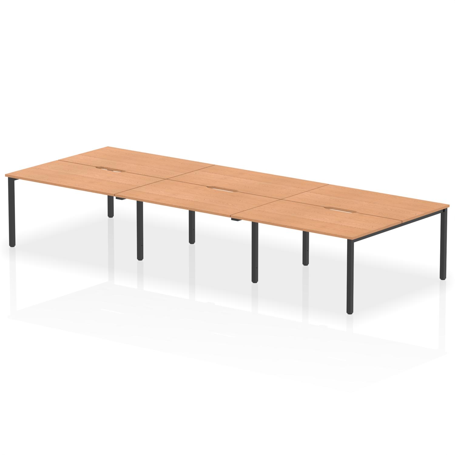 Evolve Plus 1400mm B2B 6 Person Office Bench Desk Oak Top Black Frame