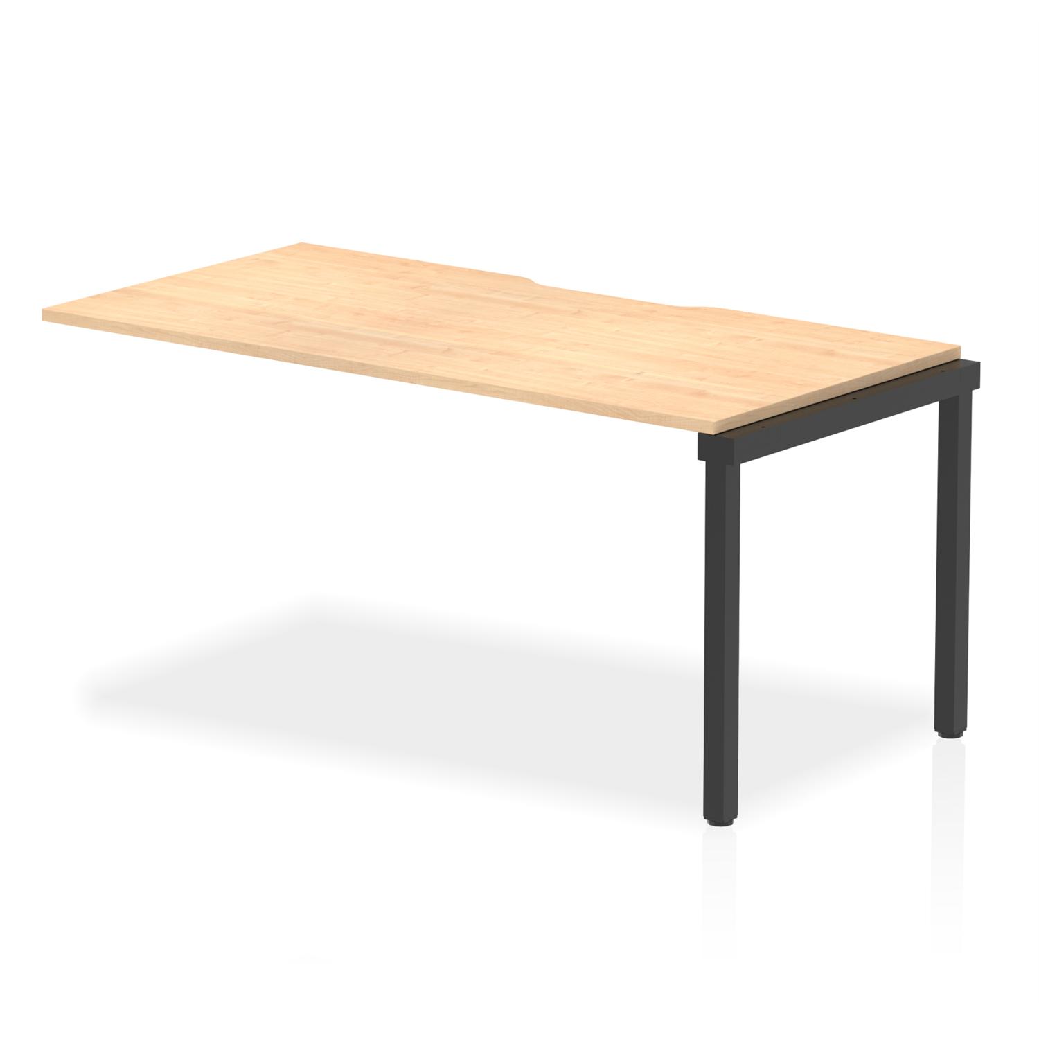 Evolve Plus 1600mm Single Row Office Bench Desk Ext Kit Maple Top Black Frame