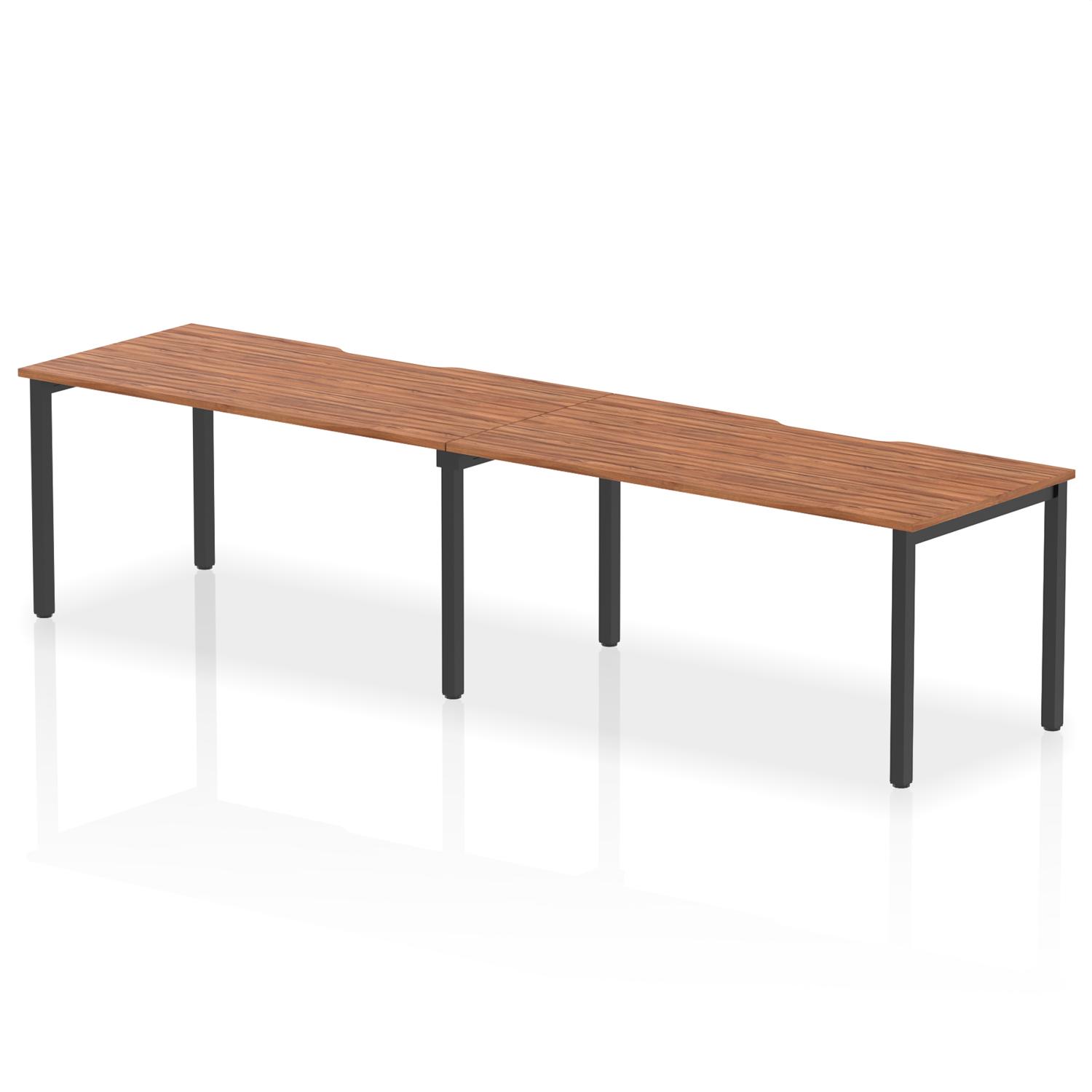 Evolve Plus 1600mm Single Row 2 Person Office Bench Desk Walnut Top Black Frame