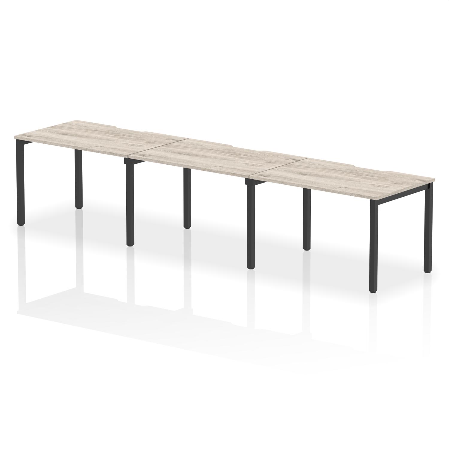Evolve Plus 1200mm Single Row 3 Person Office Bench Desk Grey Oak Top Black Frame
