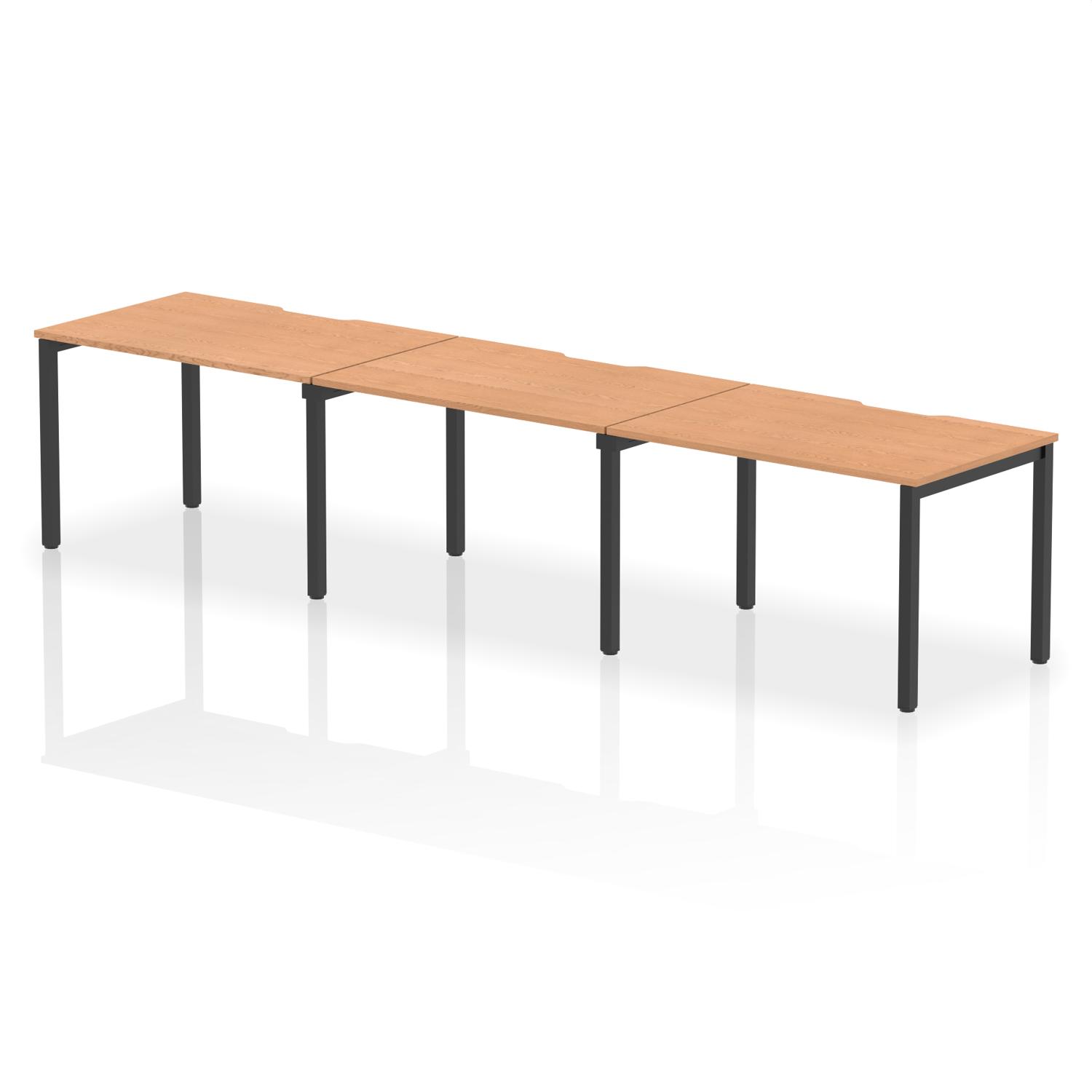 Evolve Plus 1200mm Single Row 3 Person Office Bench Desk Oak Top Black Frame