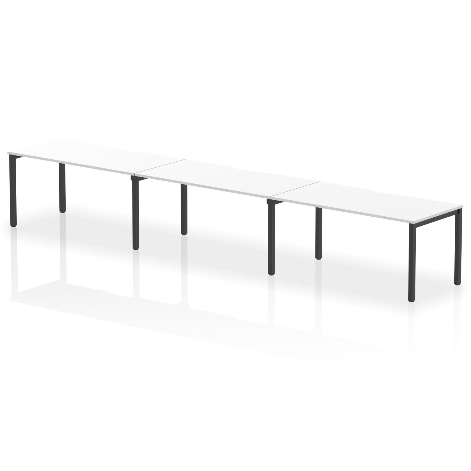Evolve Plus 1600mm Single Row 3 Person Office Bench Desk White Top Black Frame