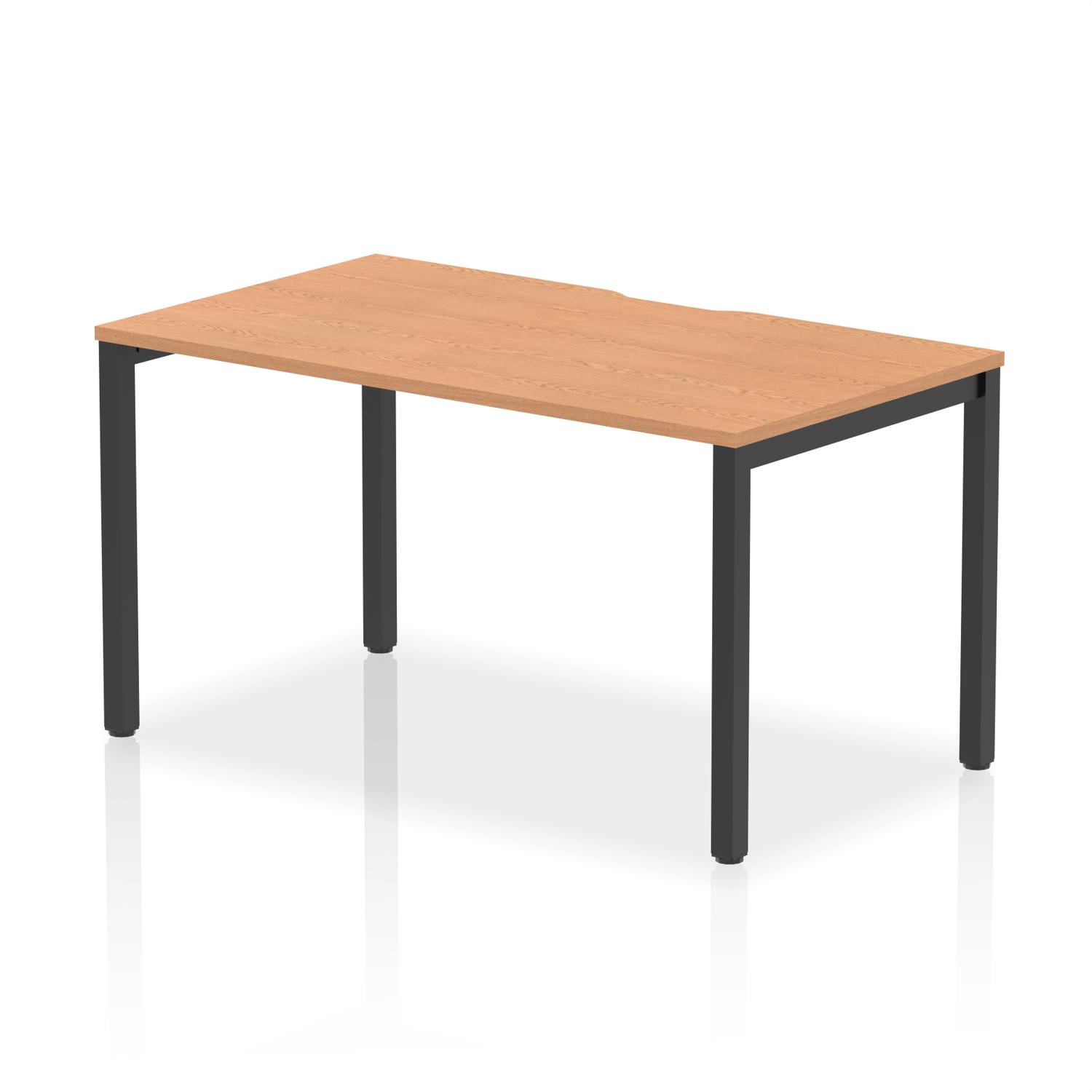 Evolve Plus 1400mm Single Starter Office Bench Desk Oak Top Black Frame