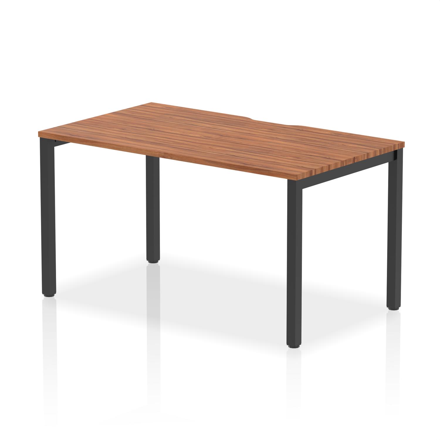 Evolve Plus 1400mm Single Starter Office Bench Desk Walnut Top Black Frame